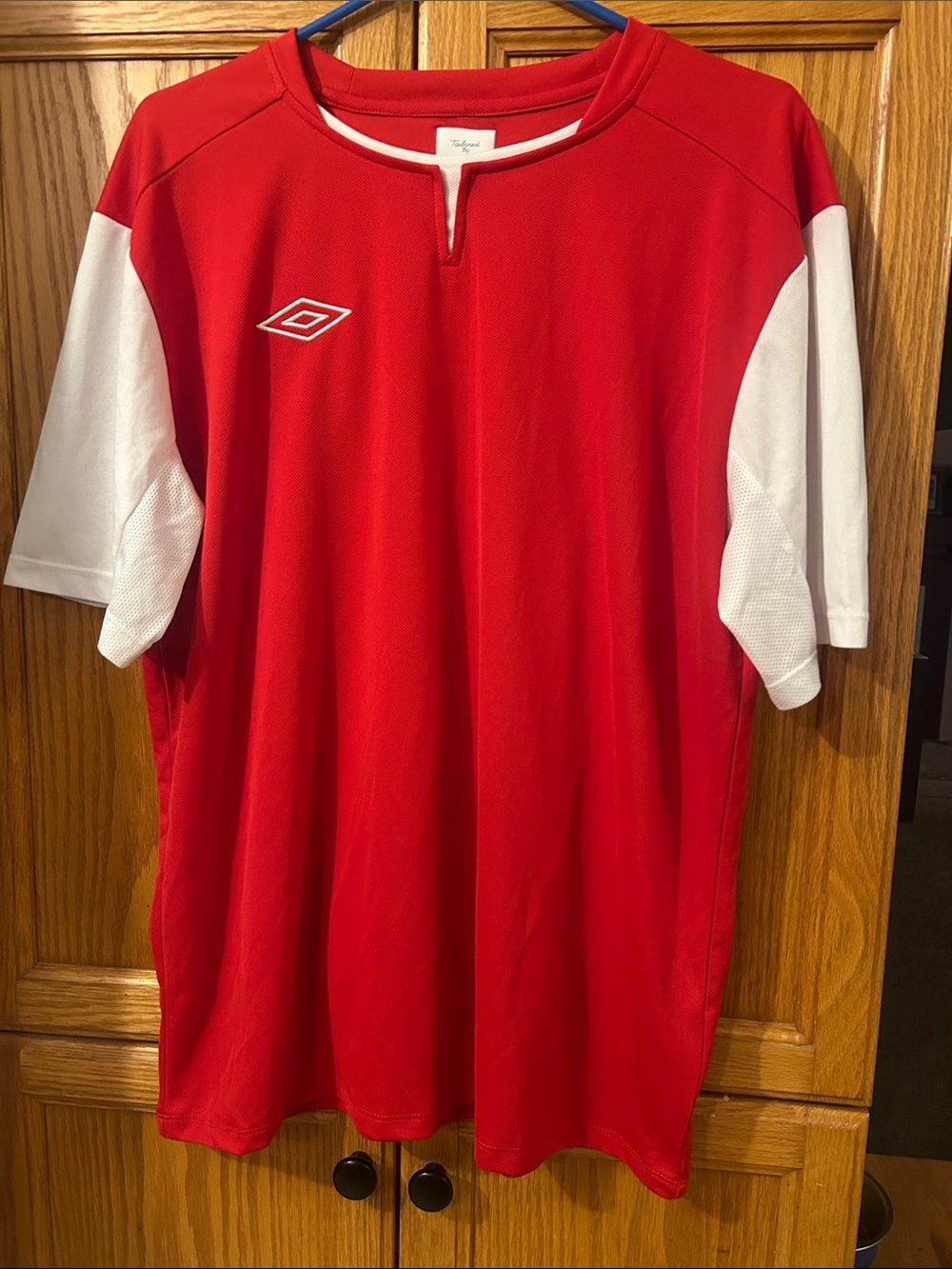 Umbro Red and White Short Sleeve Soccer Jersey